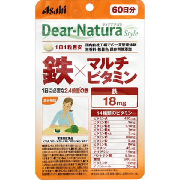 アサヒフードアンドヘルスケア 健康辅助食品 DEAR－NATURA STYLE 鉄×マルチビタミン 60粒